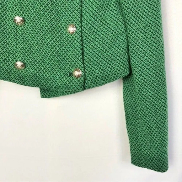 Zara Lawn Green Textured Weave Cropped Blazer Jacket S - Picture 6 of 7